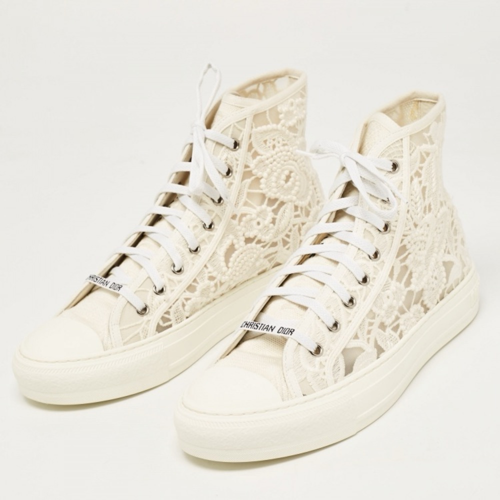 Dior Women's White Canvas and Lace B23 High Top Sneakers Size 36